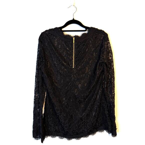 Soft Surroundings Black Lace Long Sleeve Top Sheer Floral Lace Size S - Picture 3 of 9